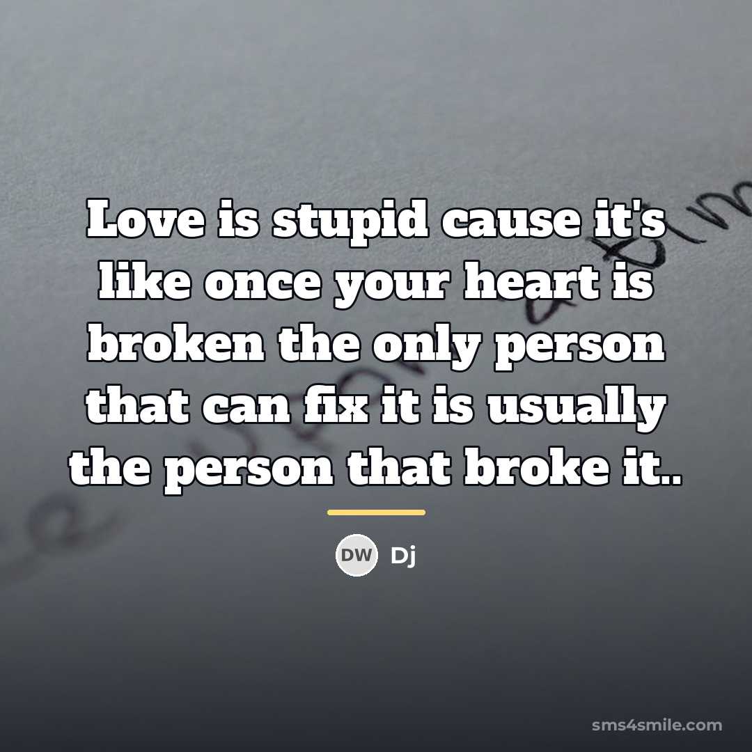 “Love is stupid cause it's like once your heart is…” quote by Dj