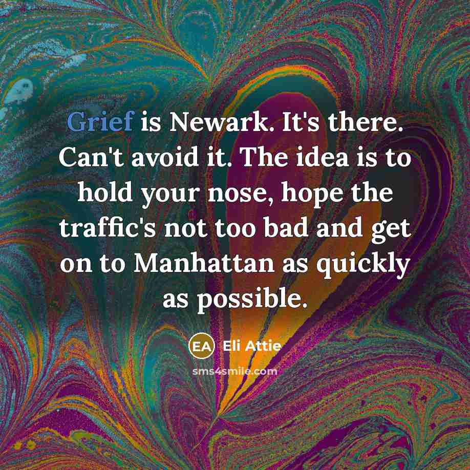 “Grief is Newark. It's there. Can't avoid it. The idea…” quote by Eli Attie