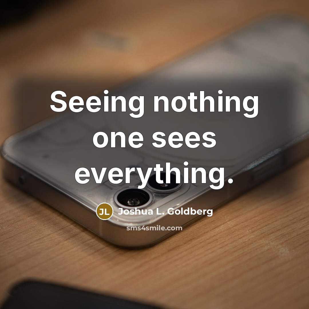 “Seeing nothing one sees everything.…” quote by Joshua L. Goldberg