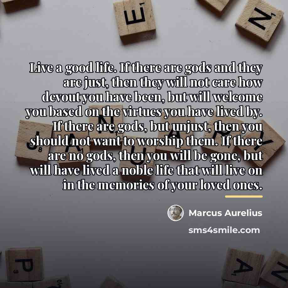 “Live a good life. If there are gods and they…” quote by Marcus Aurelius