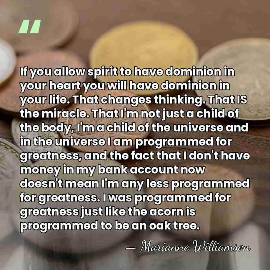 If you allow spirit to have dominion in your heart you will&hellip; - Marianne Williamson