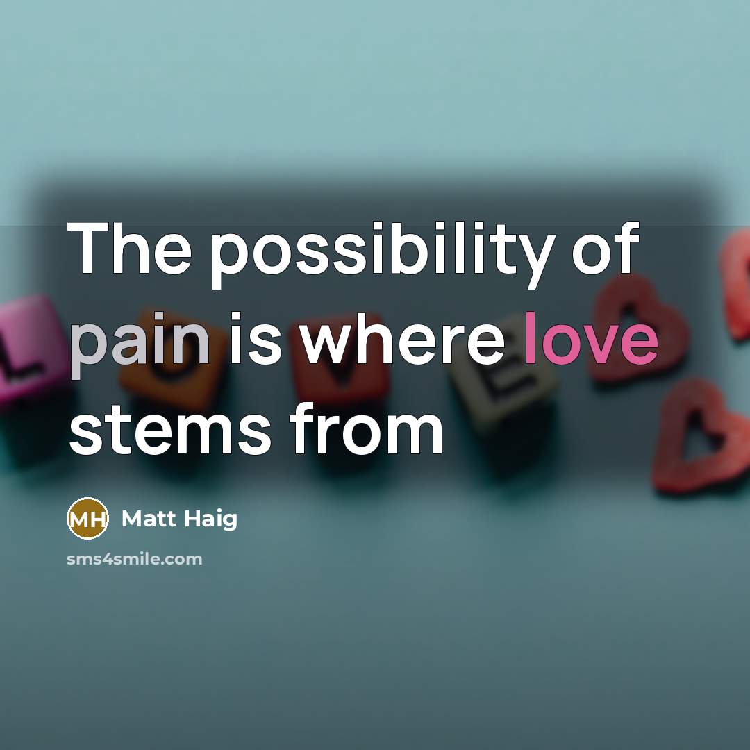 “The possibility of pain is where love stems from…” quote by Matt Haig