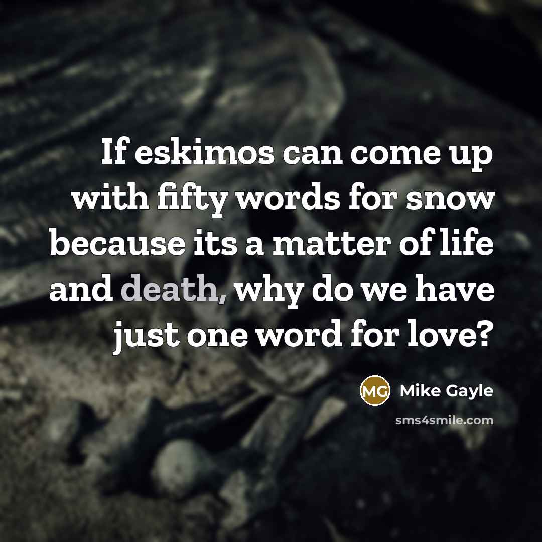 “If eskimos can come up with fifty words for snow…” quote by Mike Gayle