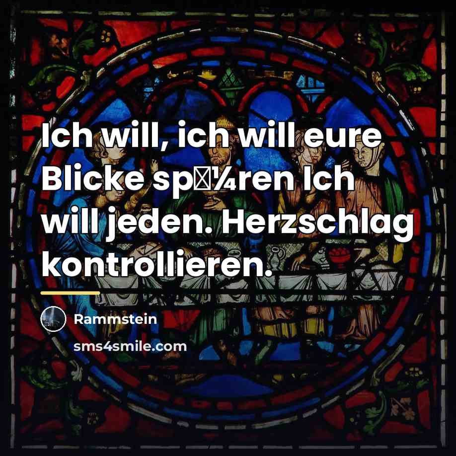 “Ich will, ich will eure Blicke sp�¼ren Ich will jeden.…” quote by Rammstein