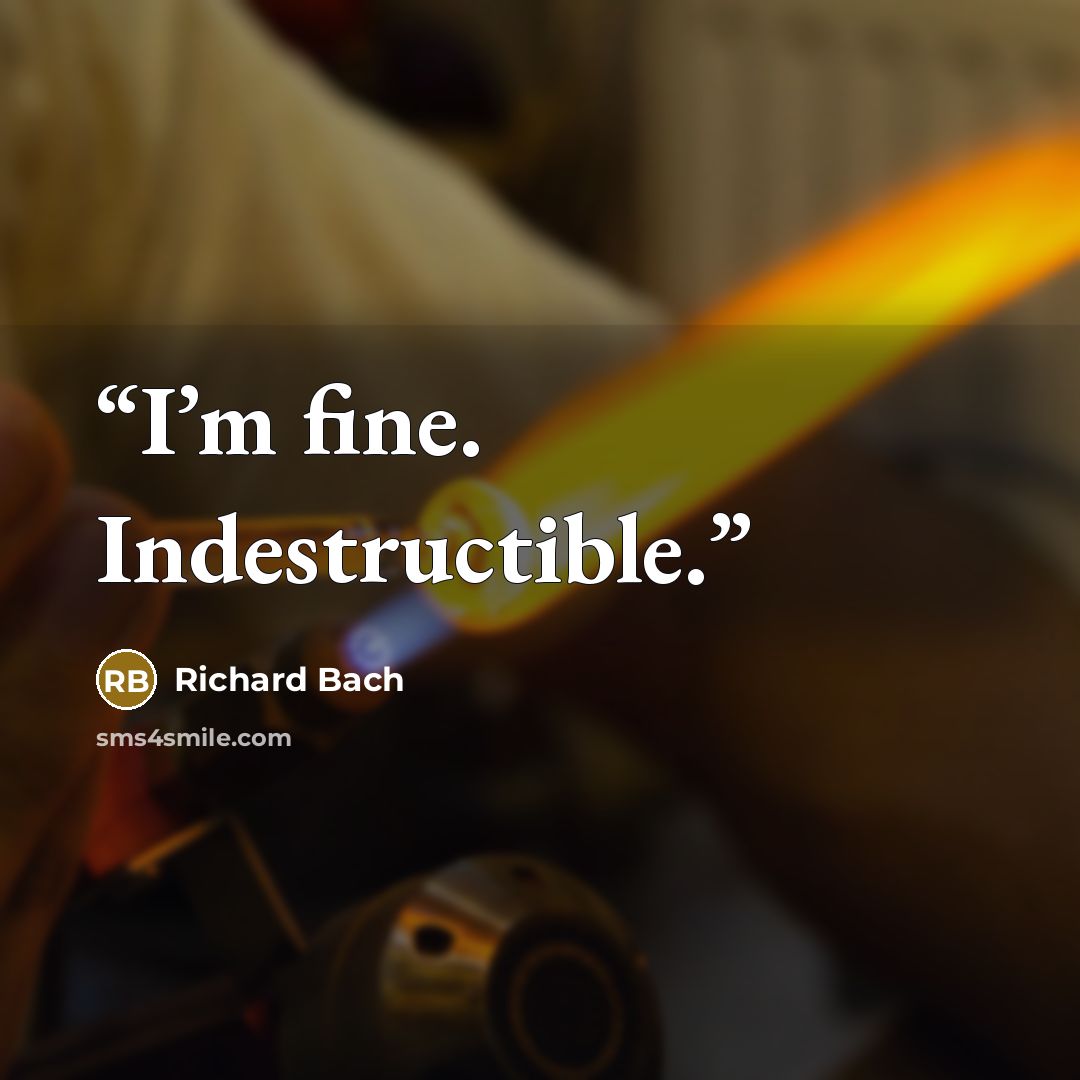 “I’m fine. Indestructible.” quote by Richard Bach