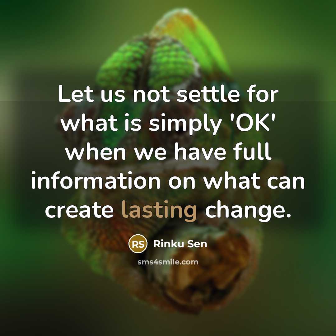 “Let us not settle for what is simply 'OK' when…” quote by Rinku Sen