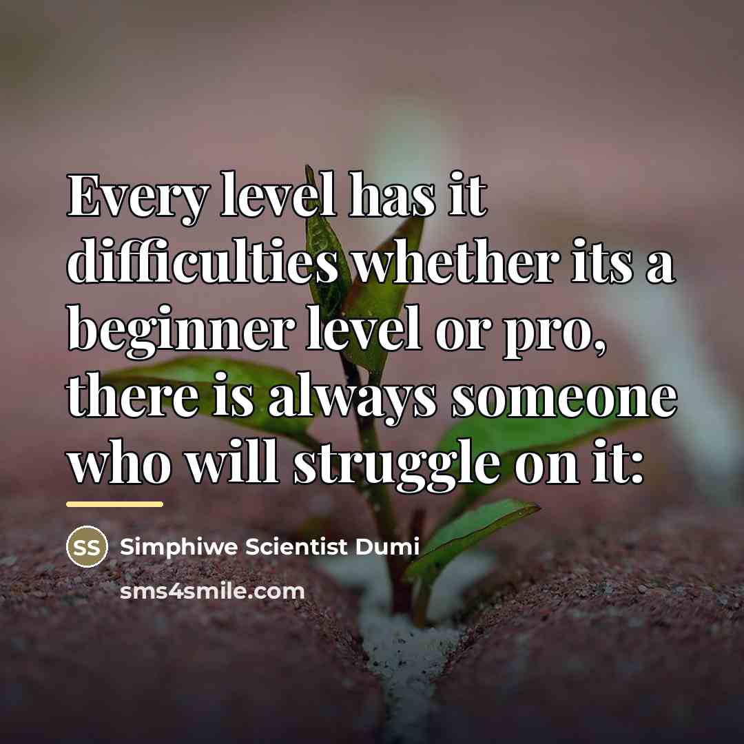“Every level has it difficulties whether its a beginner level…” quote by Simphiwe Scientist Dumi