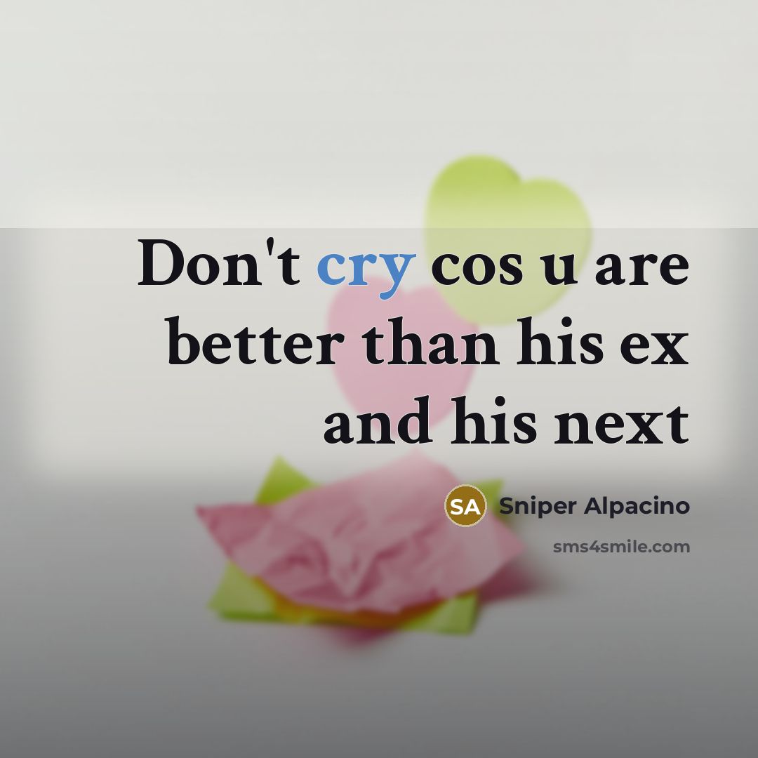“Don't cry cos u are better than his ex and…” quote by Sniper Alpacino