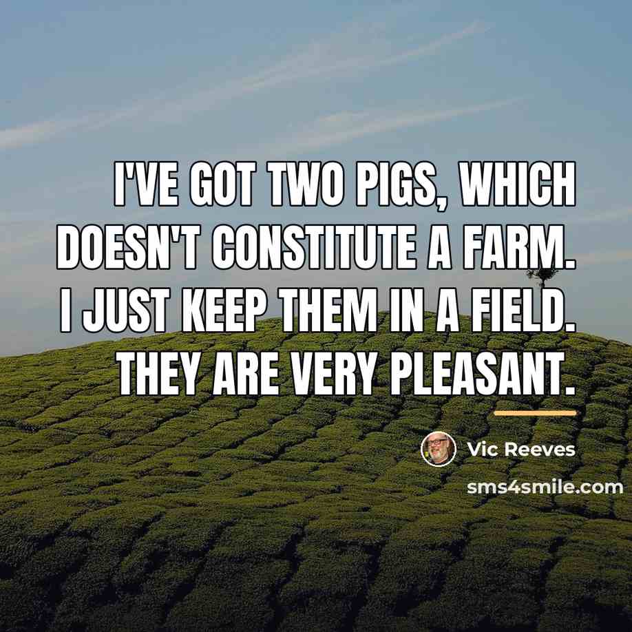“I've got two pigs, which doesn't constitute a farm. I…” quote by Vic Reeves