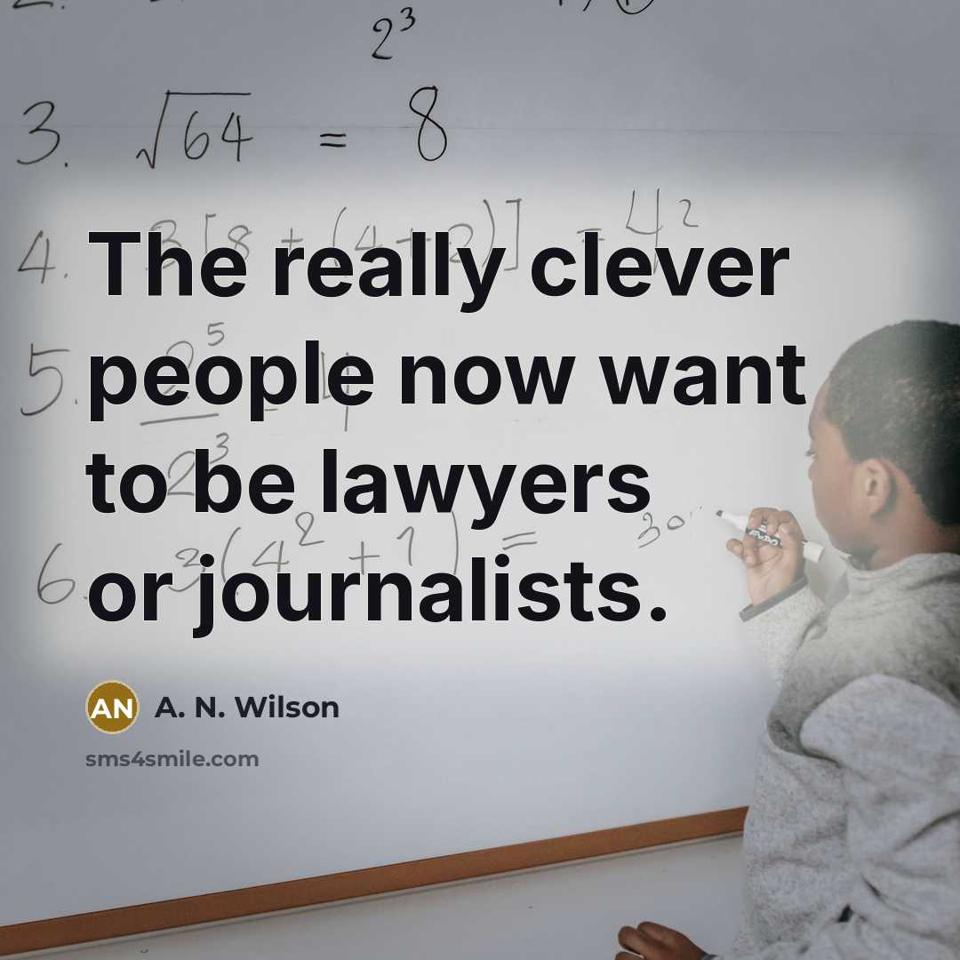 “The really clever people now want to be lawyers or…” quote by A. N. Wilson