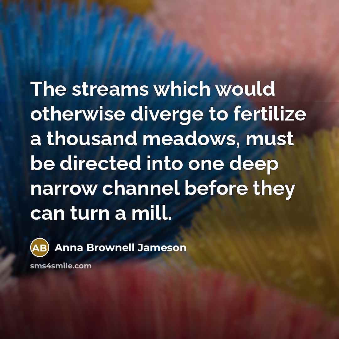 “The streams which would otherwise diverge to fertilize a thousand…” quote by Anna Brownell Jameson