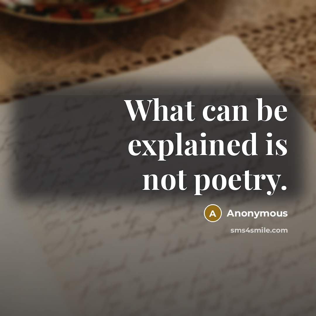 “What can be explained is not poetry.” quote by Anonymous