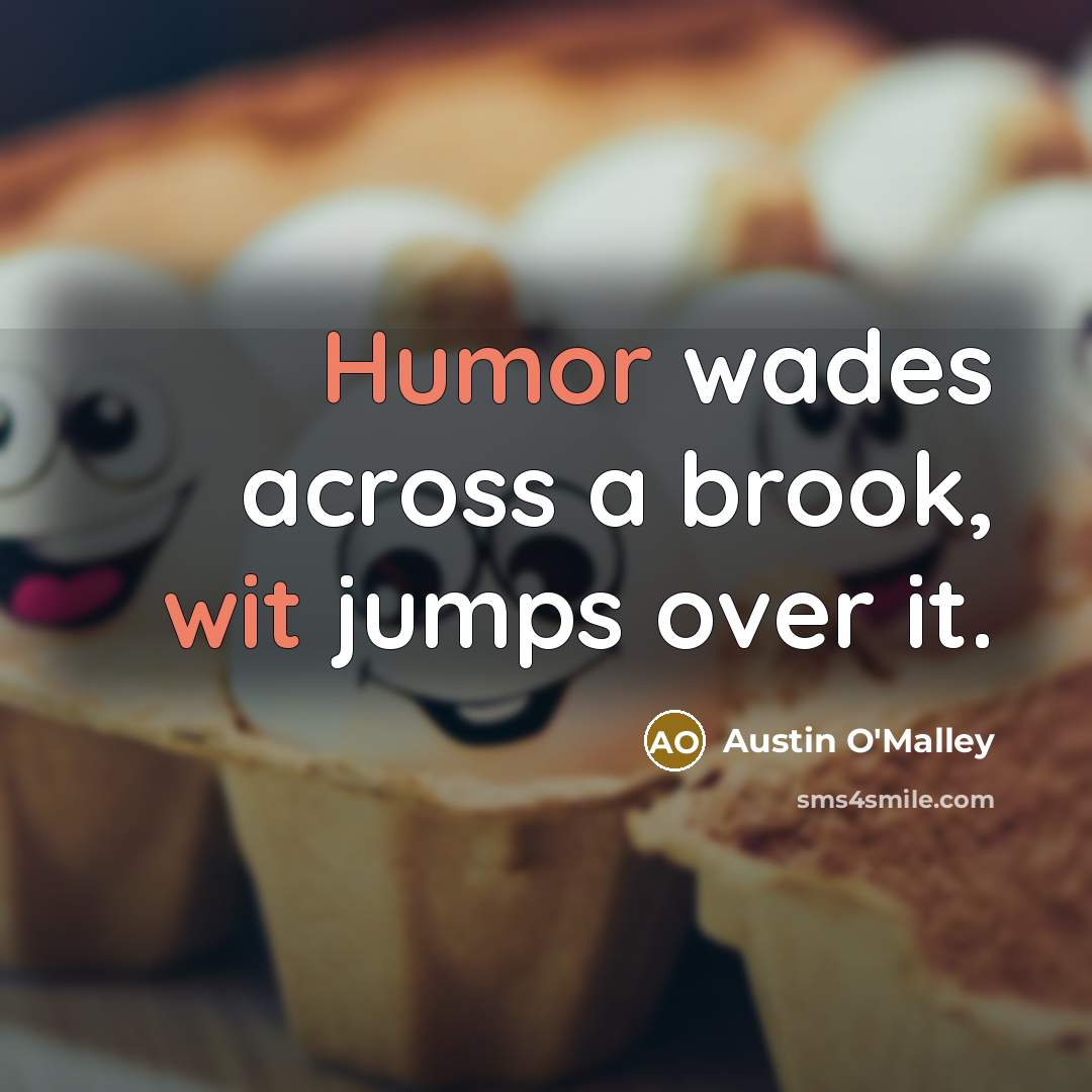 “Humor wades across a brook, wit jumps over it.” quote by Austin O'Malley