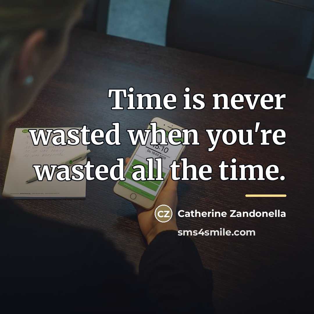 “Time is never wasted when you're wasted all the time.…” quote by Catherine Zandonella
