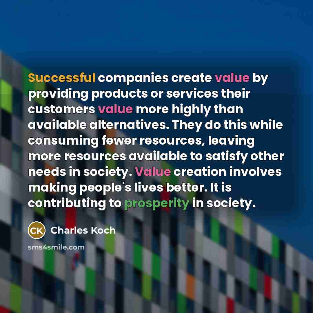 “Successful companies create value by providing products or services their…” quote by Charles Koch