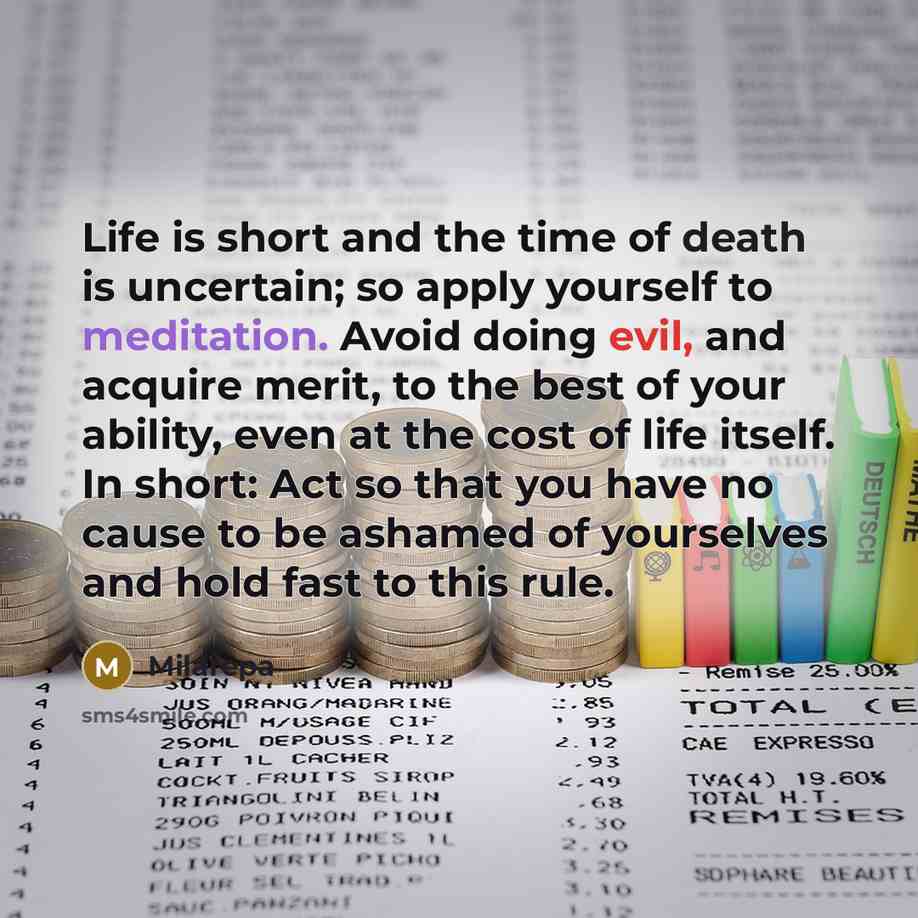 “Life is short and the time of death is uncertain;…” quote by Milarepa