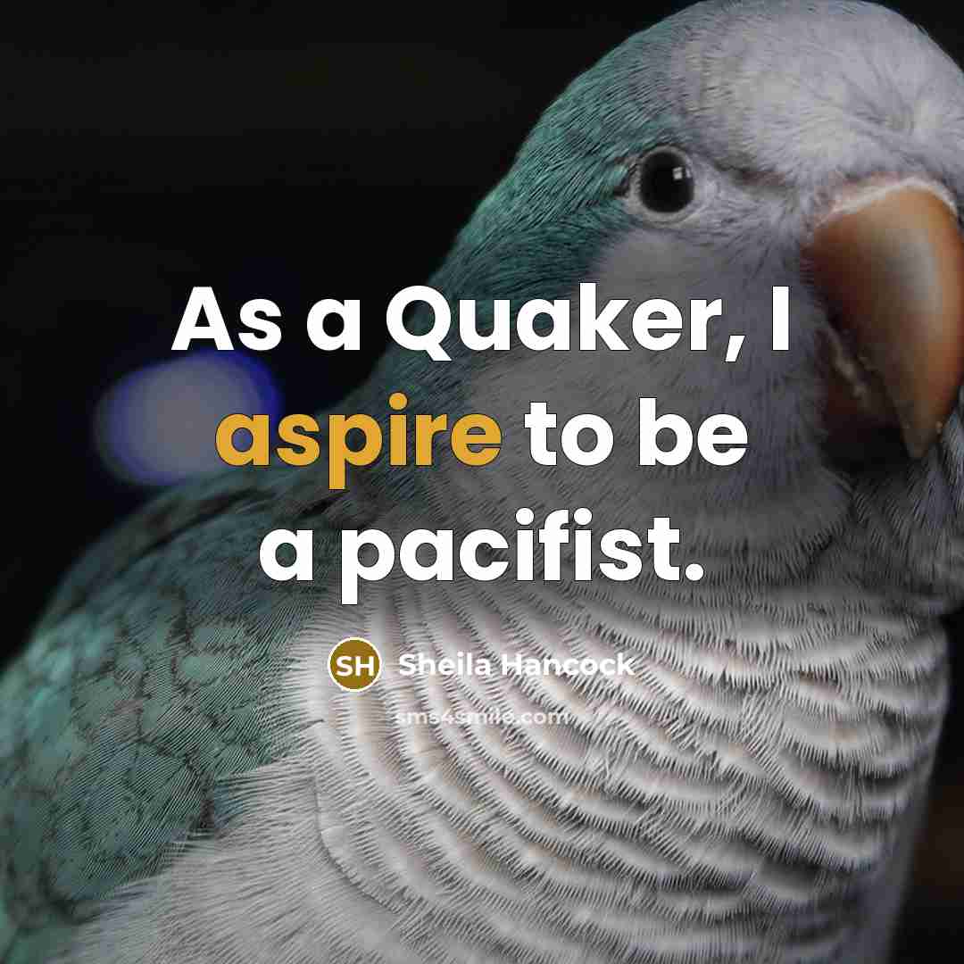 “As a Quaker, I aspire to be a pacifist.…” quote by Sheila Hancock