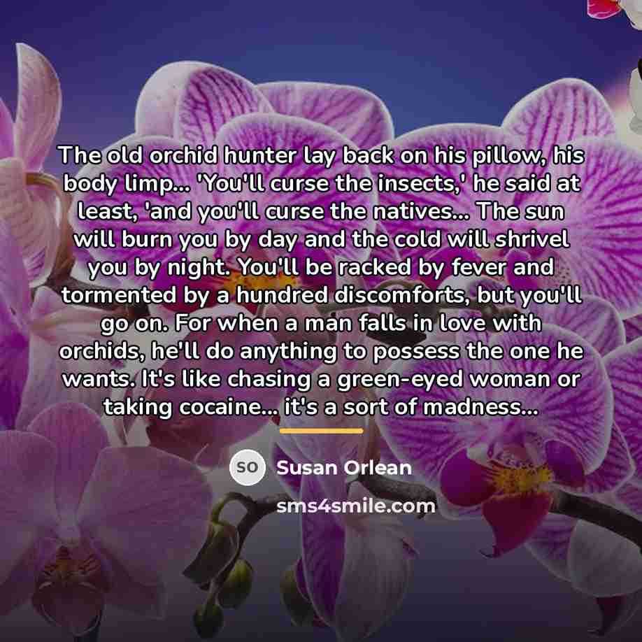 “The old orchid hunter lay back on his pillow, his…” quote by Susan Orlean