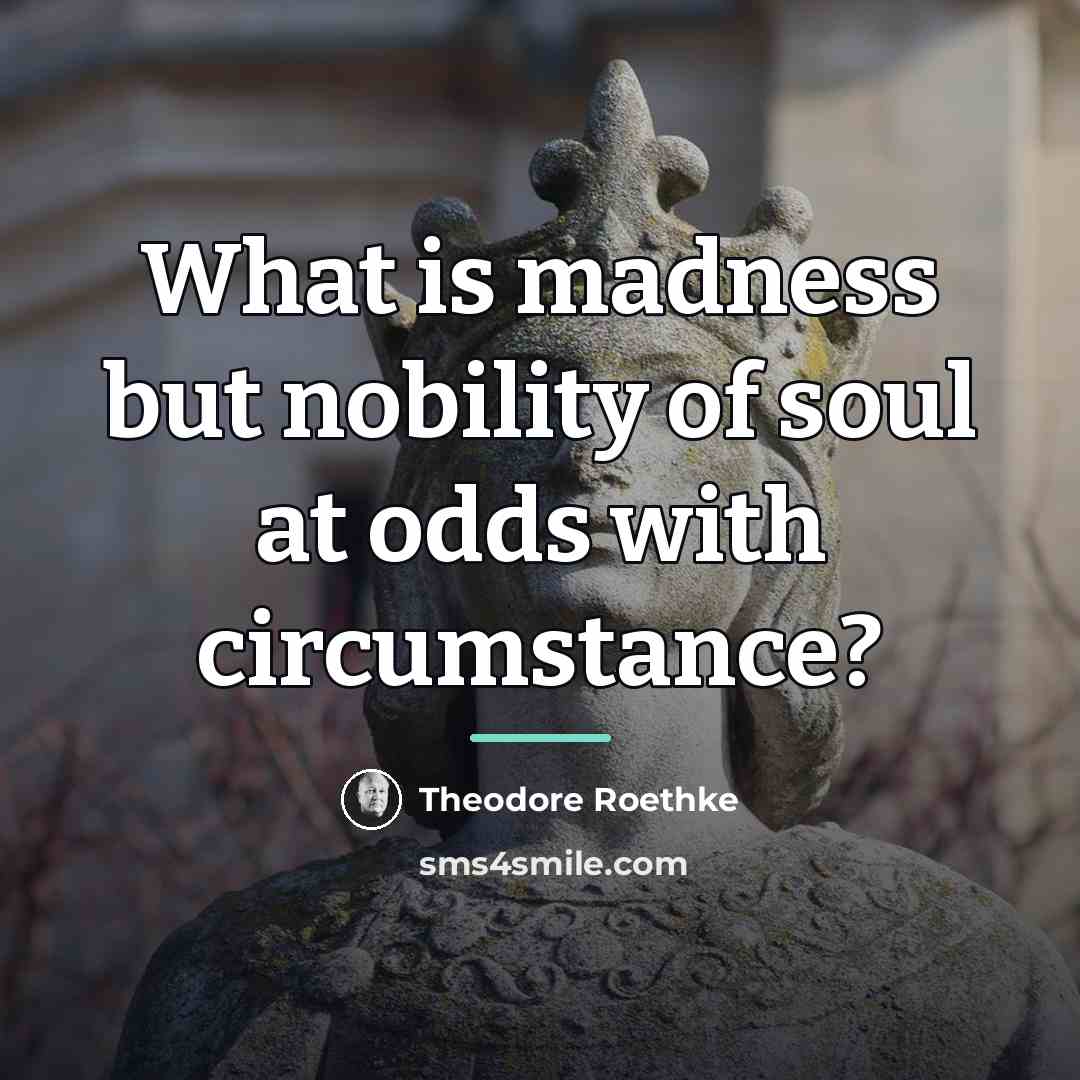 “What is madness but nobility of soul at odds with…” quote by Theodore Roethke
