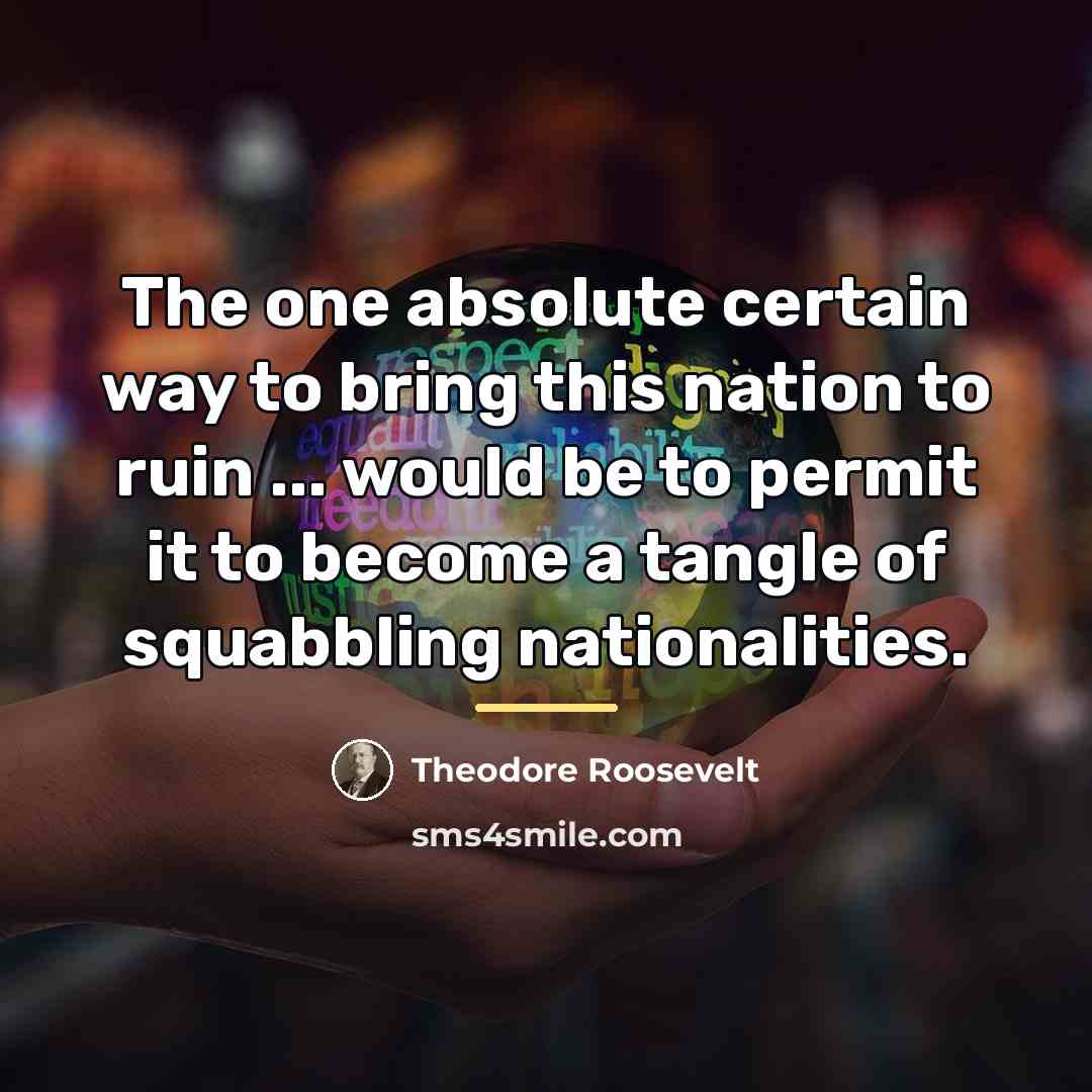 “The one absolute certain way to bring this nation to…” quote by Theodore Roosevelt