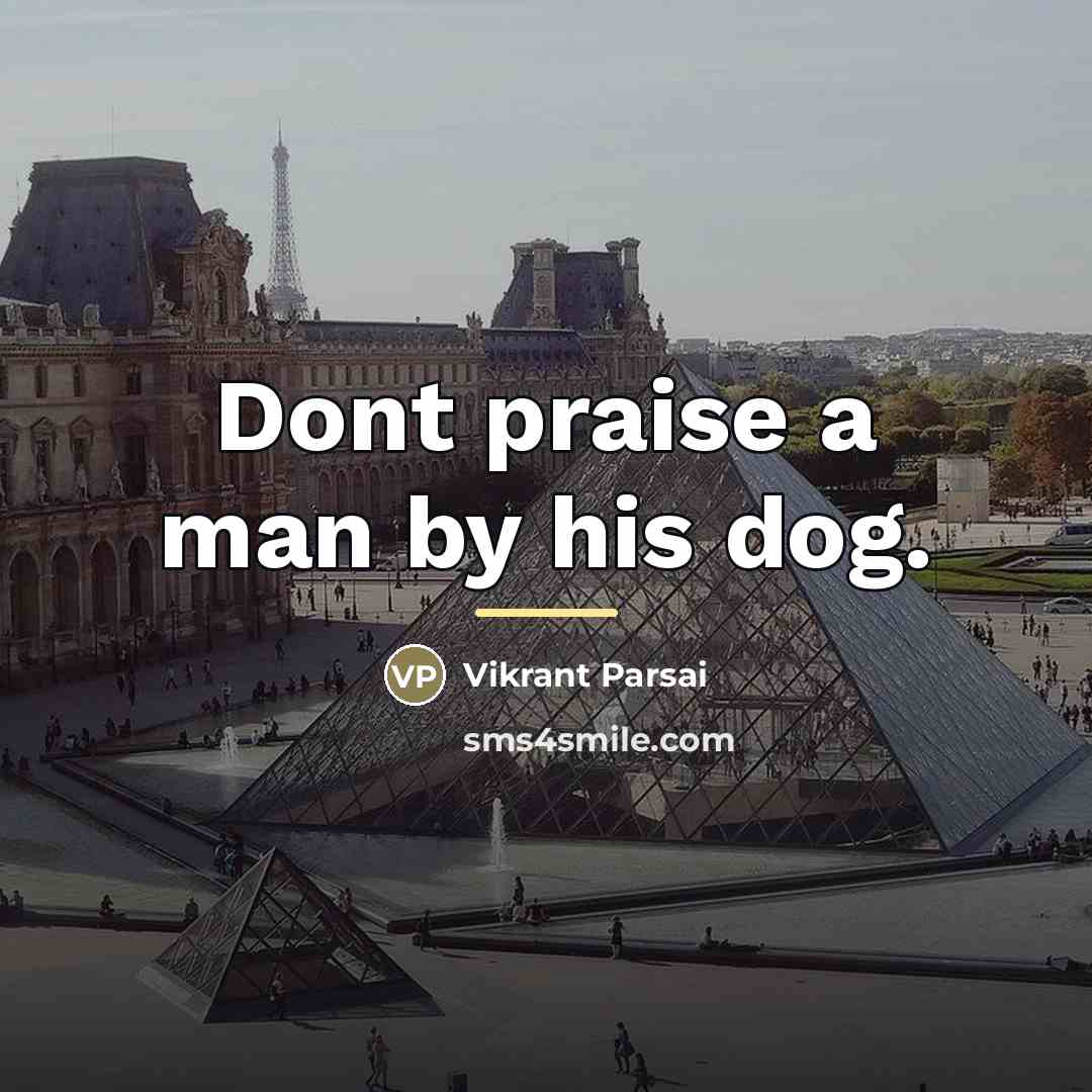 “Dont praise a man by his dog.…” quote by Vikrant Parsai