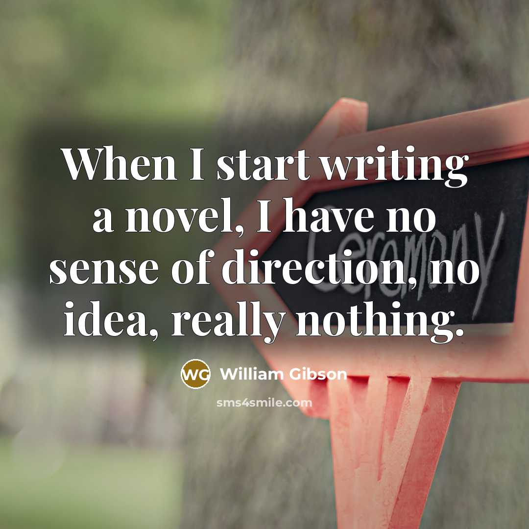 “When I start writing a novel, I have no sense…” quote by William Gibson