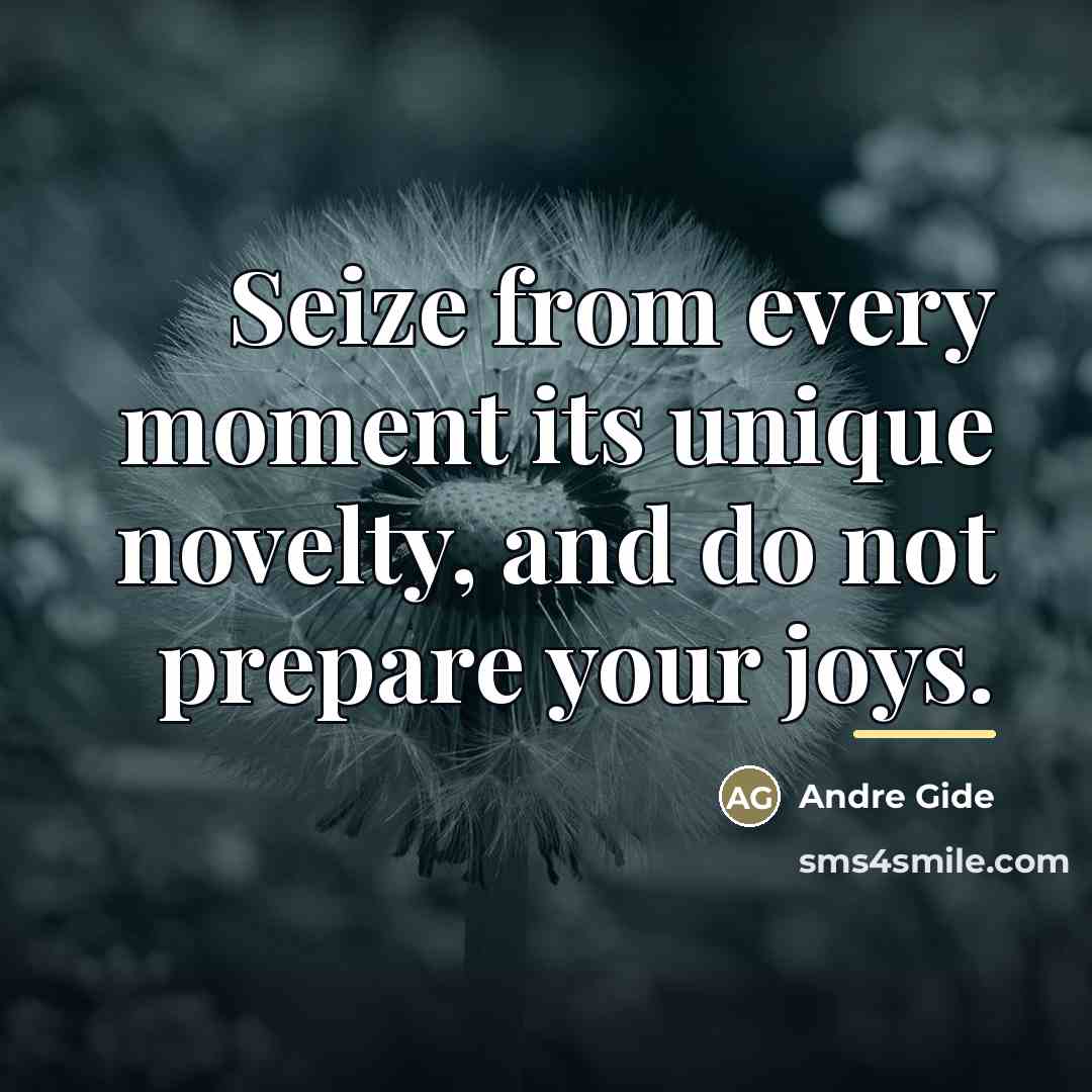 “Seize from every moment its unique novelty, and do not…” quote by Andre Gide