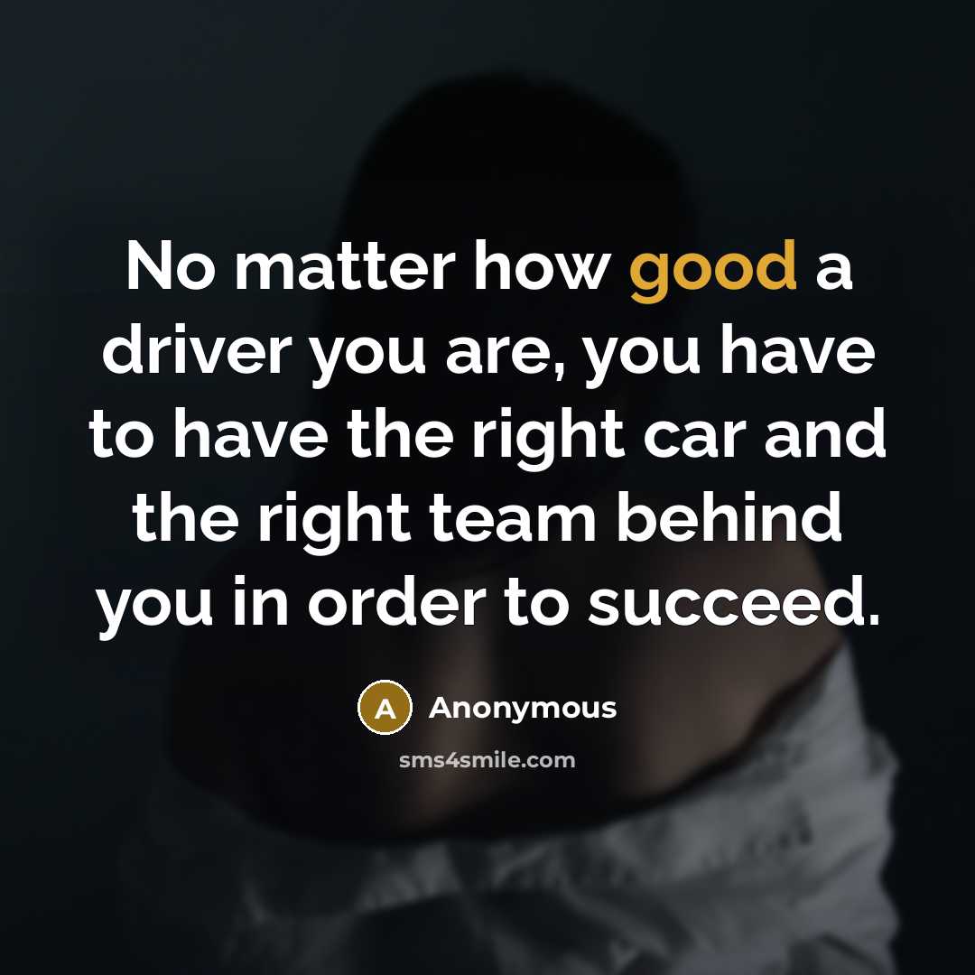 “No matter how good a driver you are, you have…” quote by Anonymous
