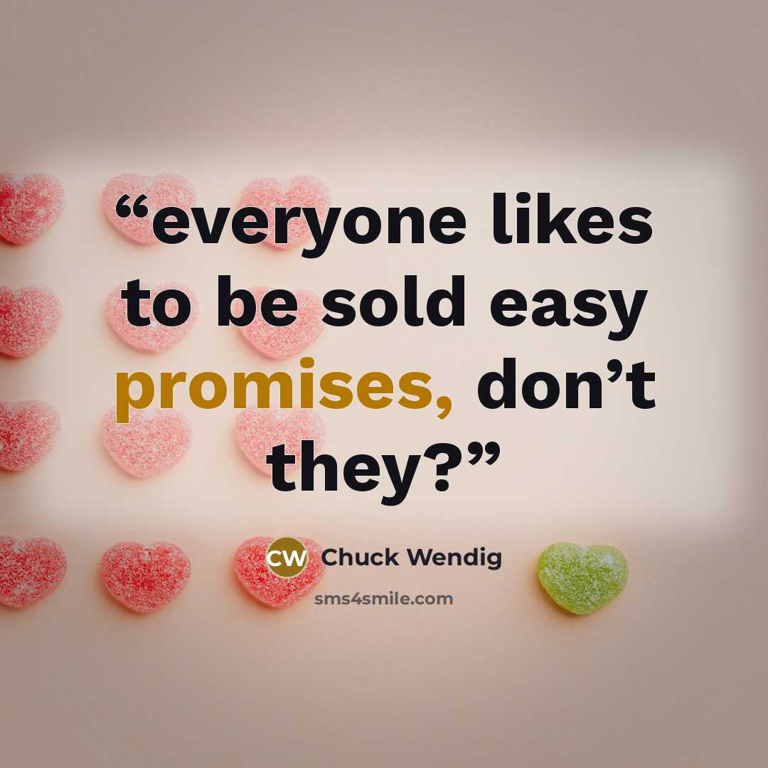 “everyone likes to be sold easy promises, don’t they?” quote by Chuck Wendig