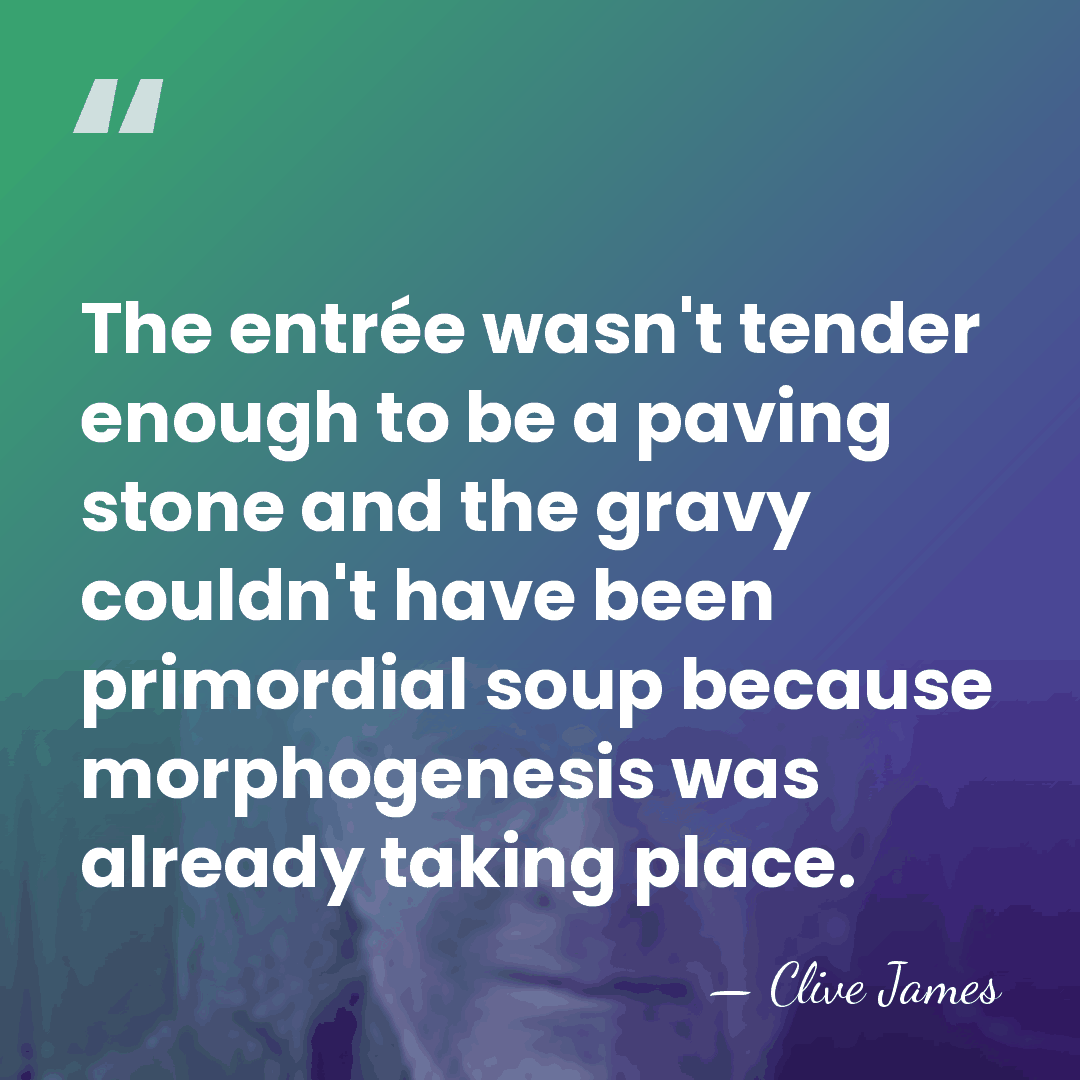 The entrée wasn't tender enough to be a paving stone and the&hellip; - Clive James