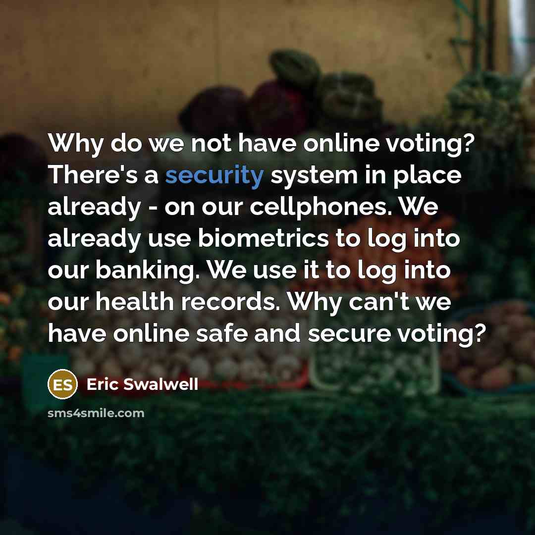 “Why do we not have online voting? There's a security…” quote by Eric Swalwell