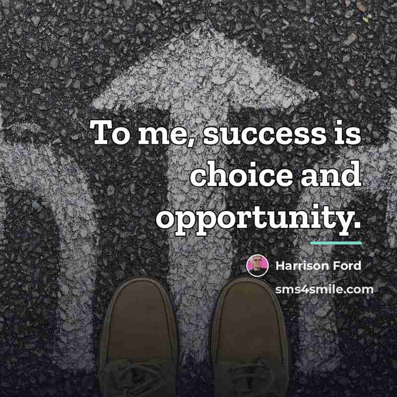 “To me, success is choice and opportunity.…” quote by Harrison Ford