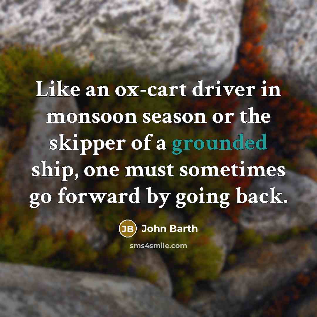 “Like an ox-cart driver in monsoon season or the skipper…” quote by John Barth