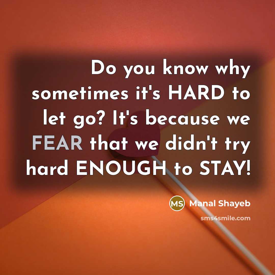 “Do you know why sometimes it's HARD to let go?…” quote by Manal Shayeb