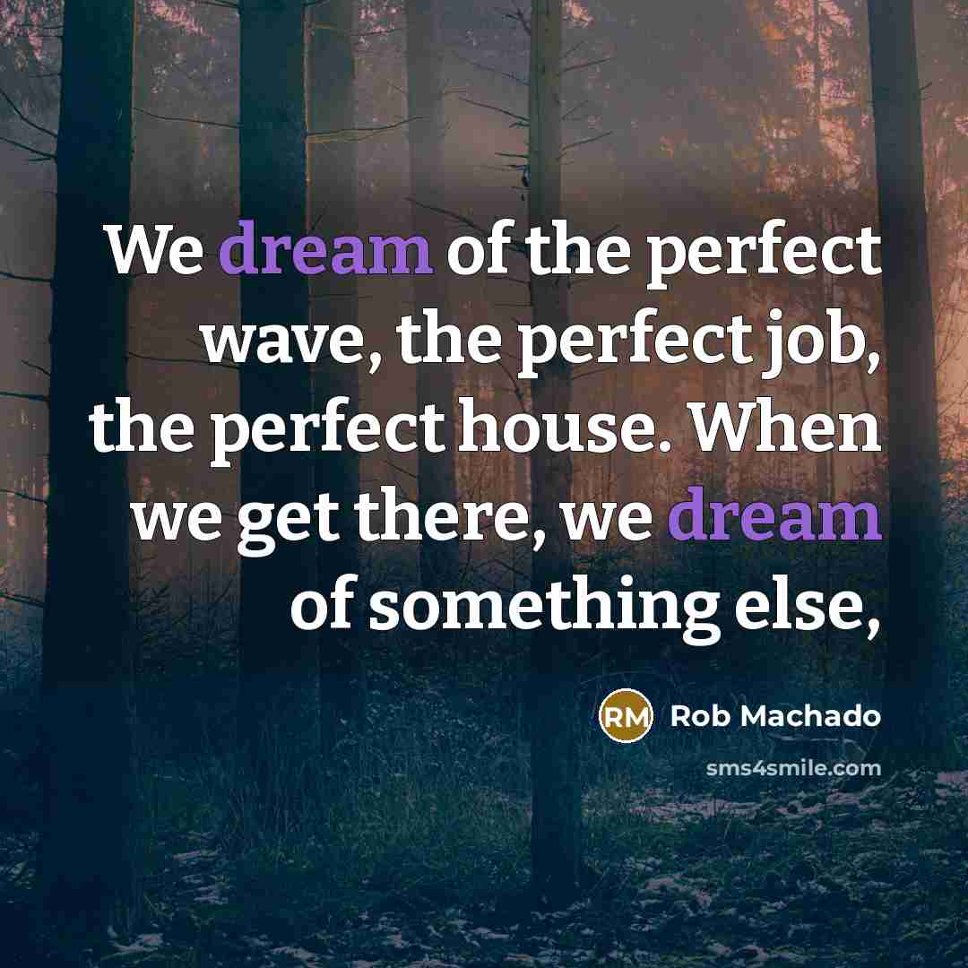 “We dream of the perfect wave, the perfect job, the…” quote by Rob Machado