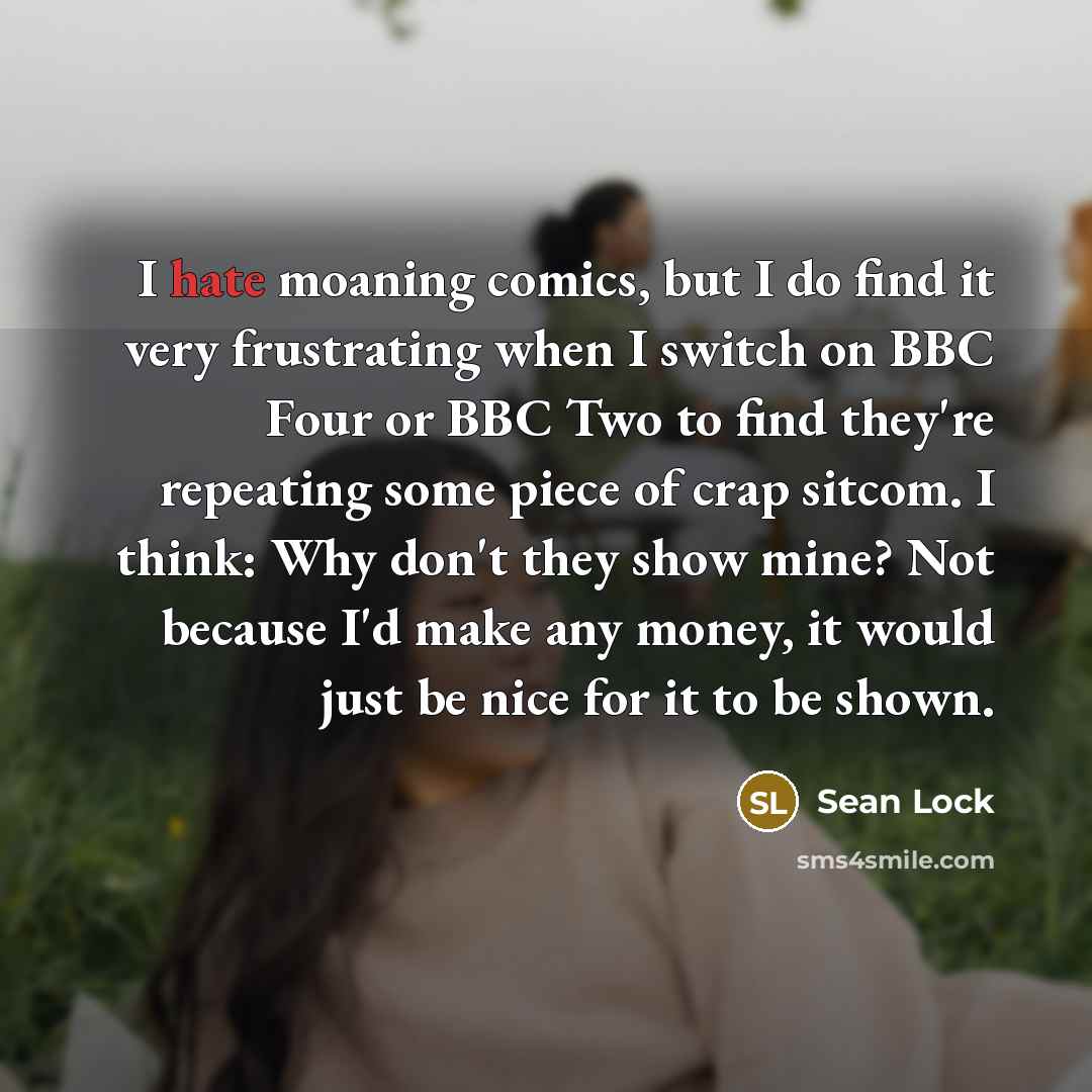 “I hate moaning comics, but I do find it very…” quote by Sean Lock