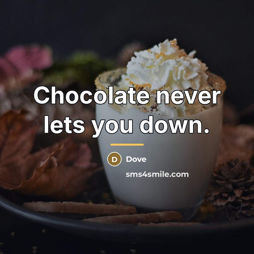 “Chocolate never lets you down.…” quote by Dove