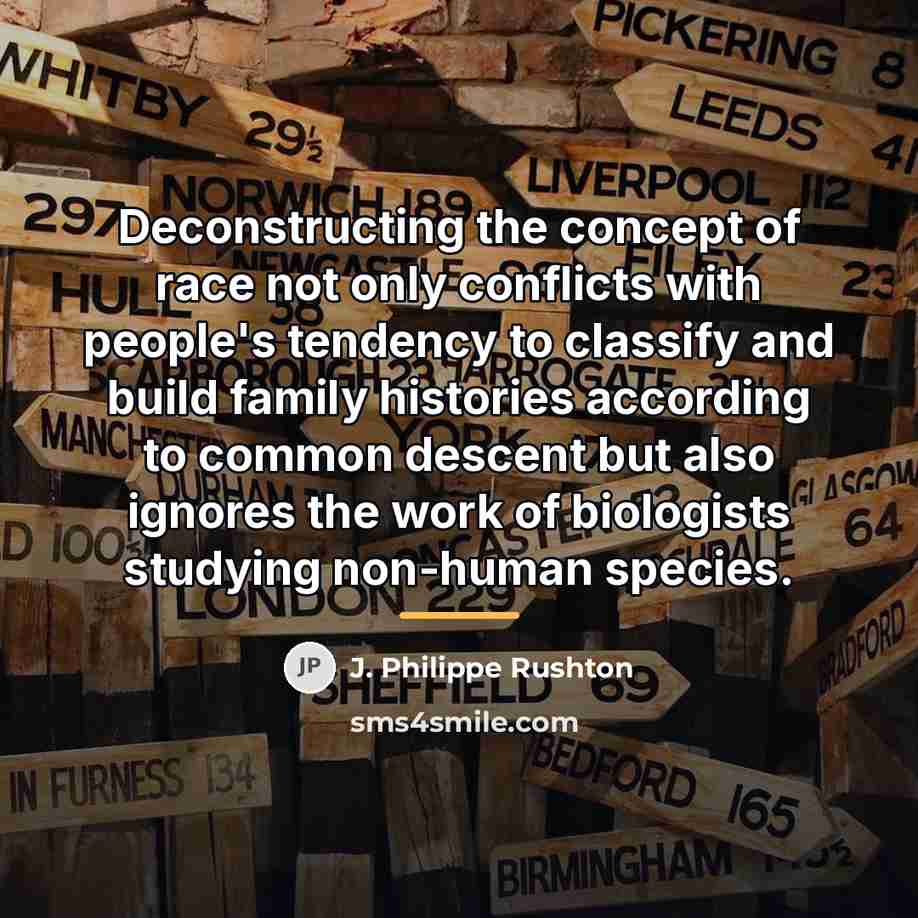 “Deconstructing the concept of race not only conflicts with people's…” quote by J. Philippe Rushton
