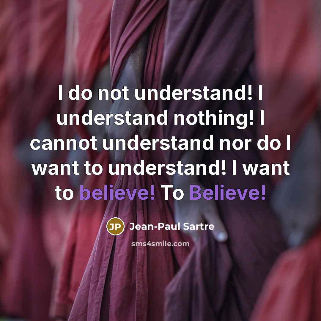 “I do not understand! I understand nothing! I cannot understand…” quote by Jean-Paul Sartre