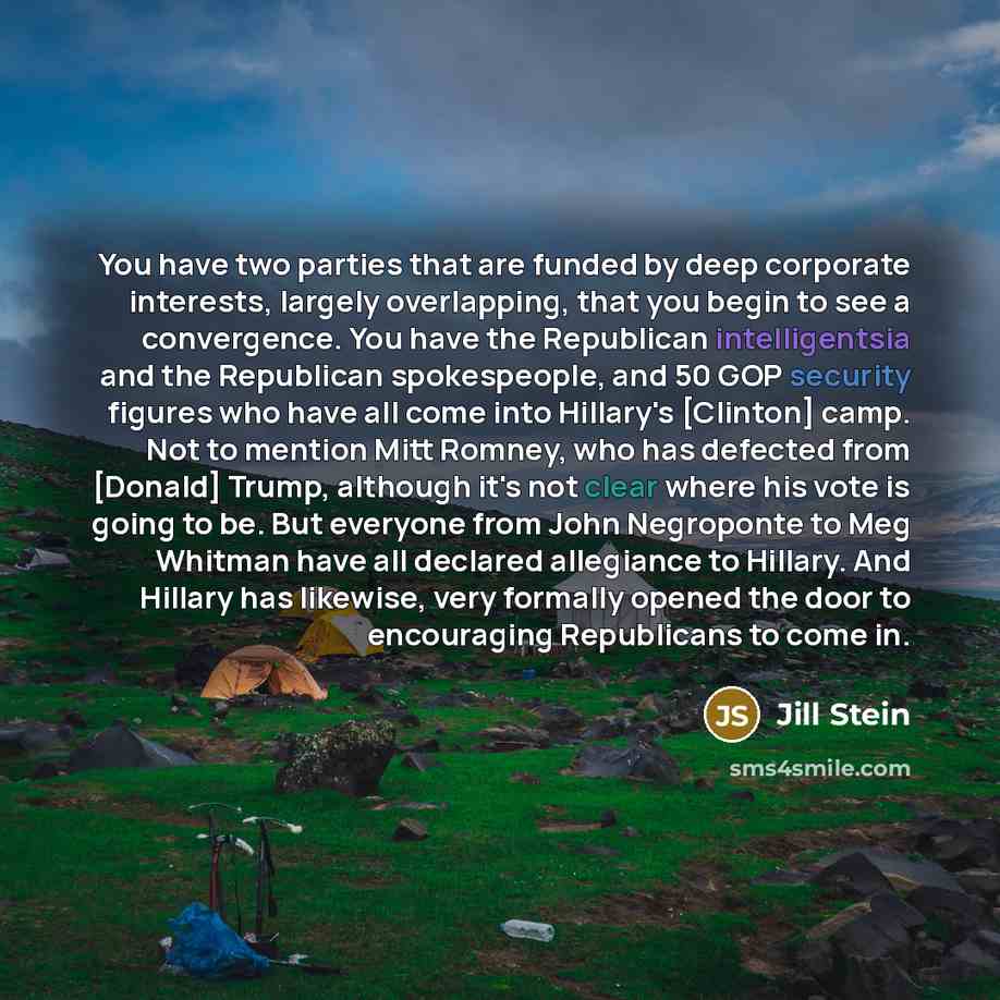 “You have two parties that are funded by deep corporate…” quote by Jill Stein
