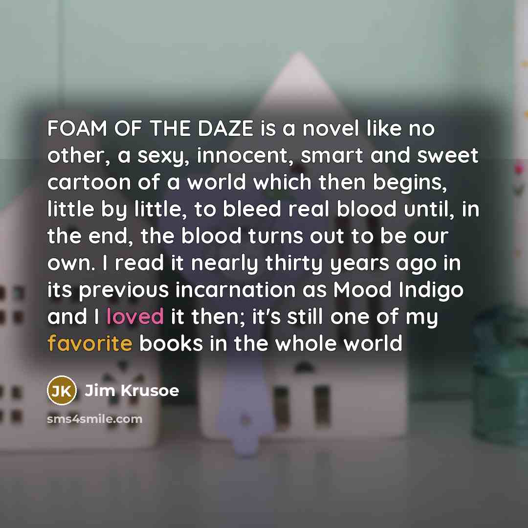 “FOAM OF THE DAZE is a novel like no other,…” quote by Jim Krusoe