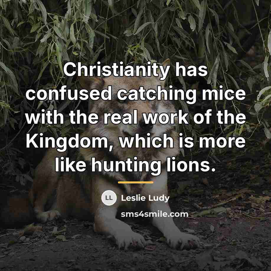 “Christianity has confused catching mice with the real work of…” quote by Leslie Ludy