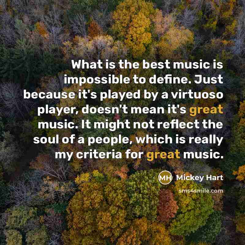 “What is the best music is impossible to define. Just…” quote by Mickey Hart
