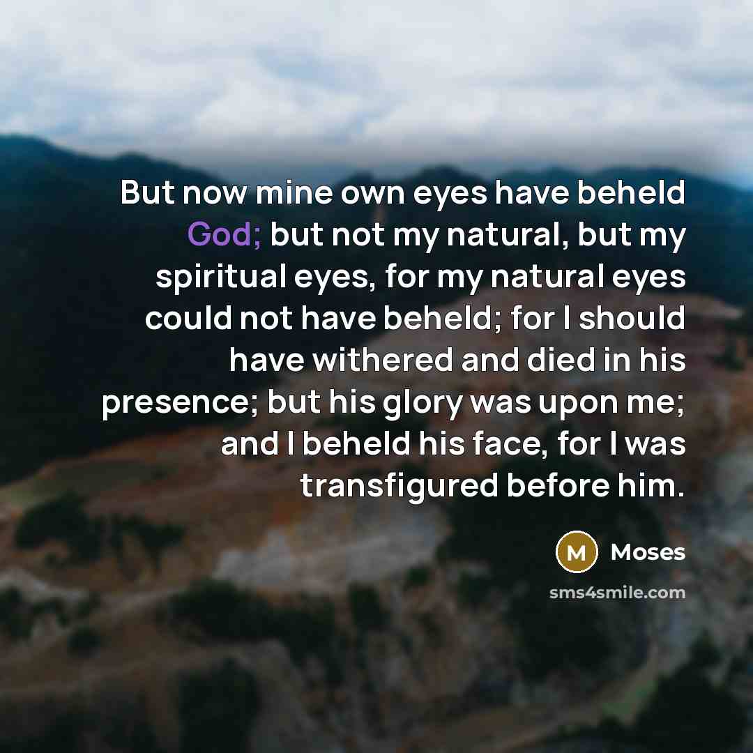 “But now mine own eyes have beheld God; but not…” quote by Moses