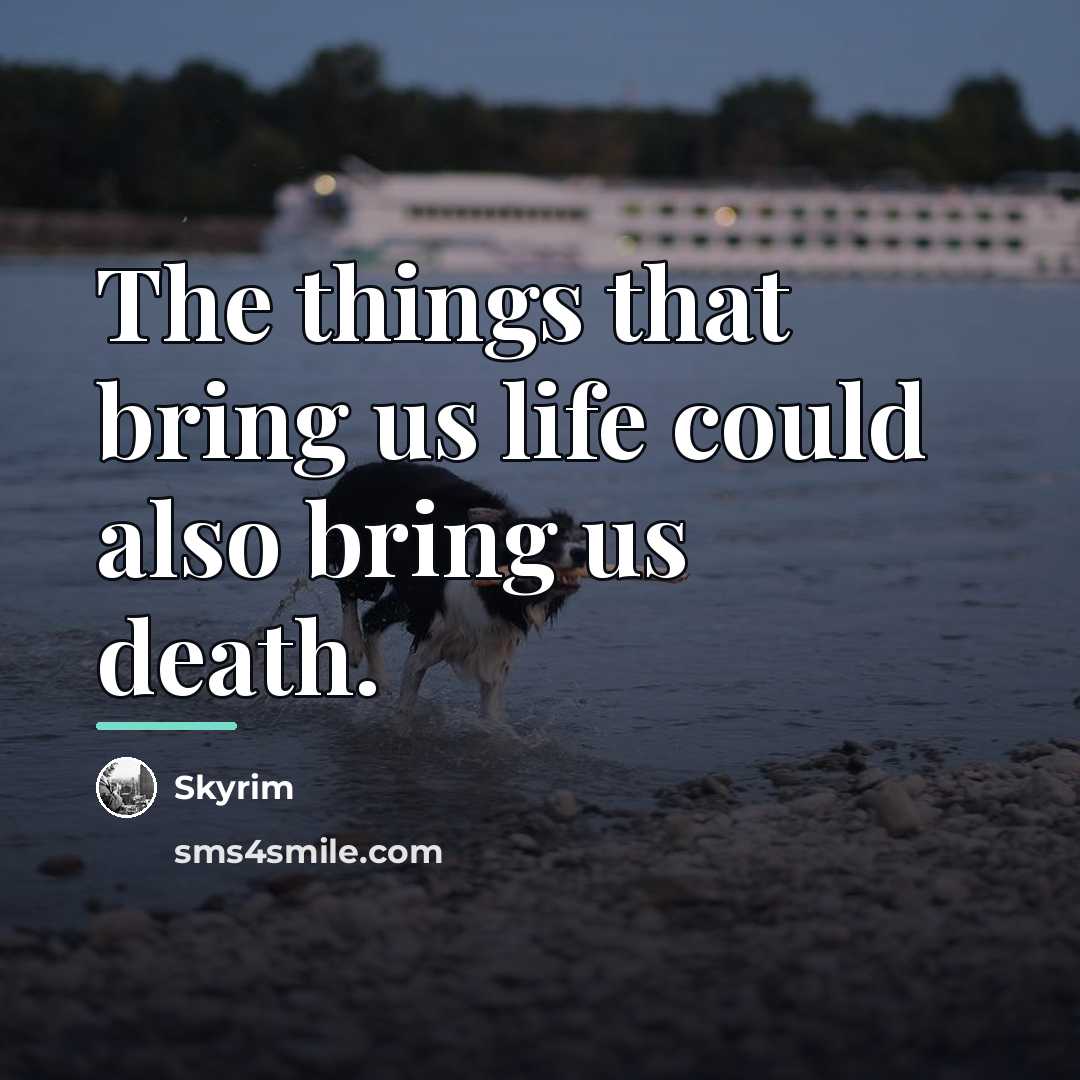 “The things that bring us life could also bring us…” quote by Skyrim