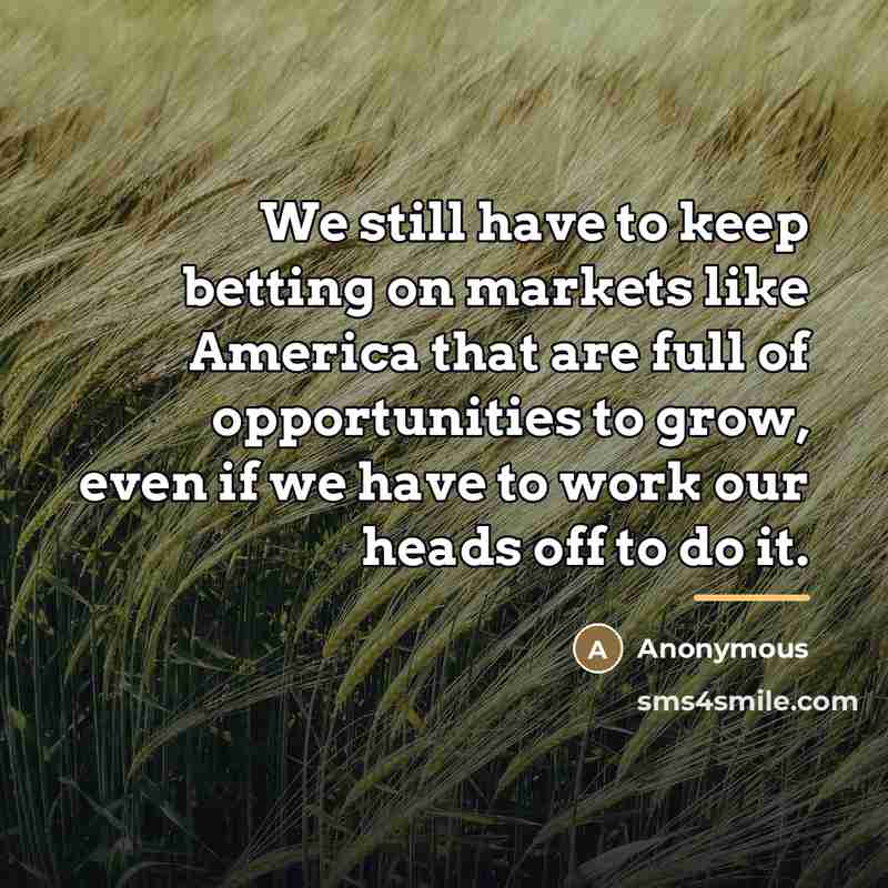 “We still have to keep betting on markets like America…” quote by Anonymous