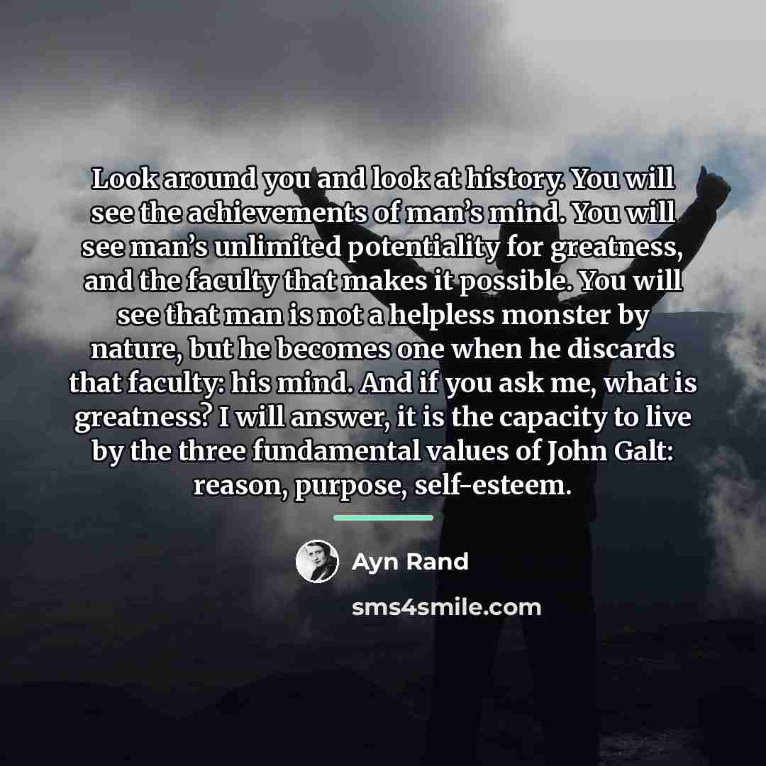 “Look around you and look at history. You will see…” quote by Ayn Rand