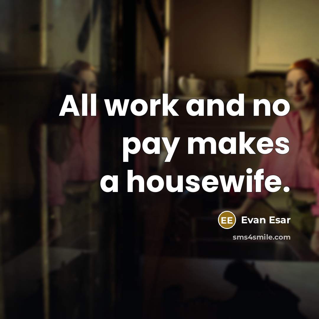 “All work and no pay makes a housewife.…” quote by Evan Esar