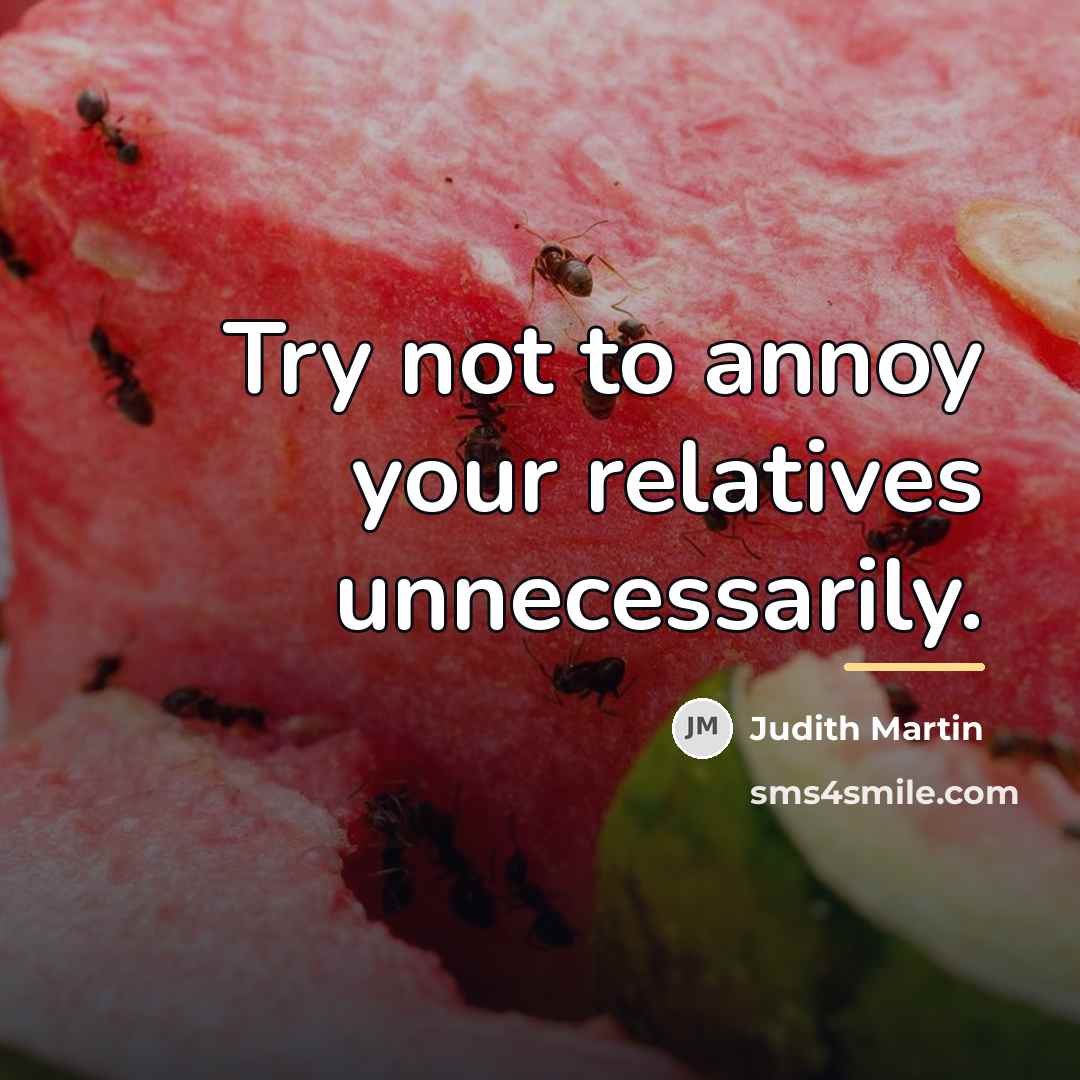 “Try not to annoy your relatives unnecessarily.…” quote by Judith Martin
