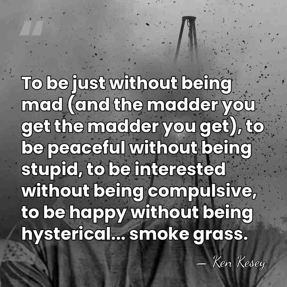 To be just without being mad (and the madder you get the&hellip; - Ken Kesey